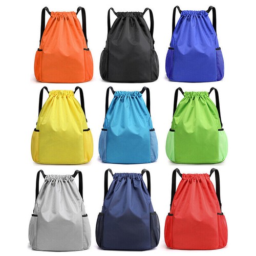Waterproof Sport String Drawstring Bag Pack Sack School Gym Tote Backpack Casual - Picture 2 of 30