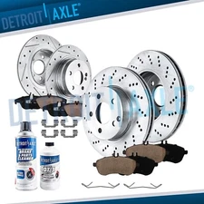 Front Rear Drilled Rotors Ceramic Brake Pads for Mercedes-Benz C250 C300 C230