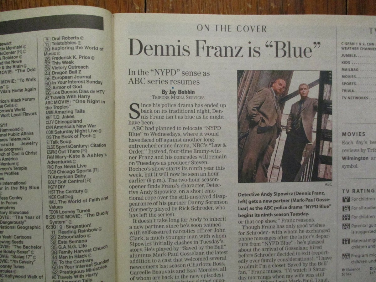 4, 2001 Chicago Tribune TV Maga(DENNIS FRANZ/NYPD BLUE/MARK