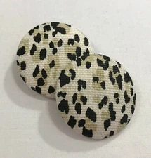 TWO QUADRILLE TAUPE BLACK "BONAPARTE" LEOPARD PRINT CUSTOM COVERED BUTTONS