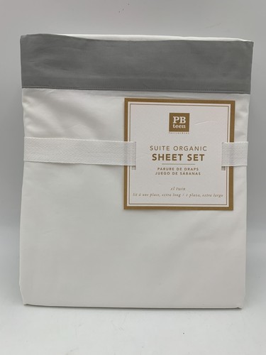 Pottery Barn Teen Suite Organic Percale Cotton Soft Sheet Set XL Twin Gray #288