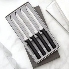 RADA CUTLERY G255 Four Utility/Steak Knives Gift Set BLACK HANDLE