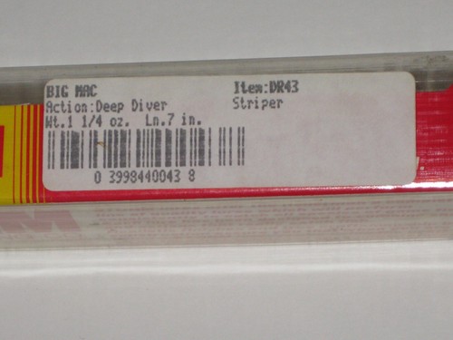 Storm Big Mac DR43 Striper Rare Old Slide Box Pre Rapala Crankbait Fishing Lure - Picture 6 of 6