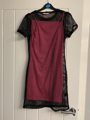 girls black/pink two piece dress age 14