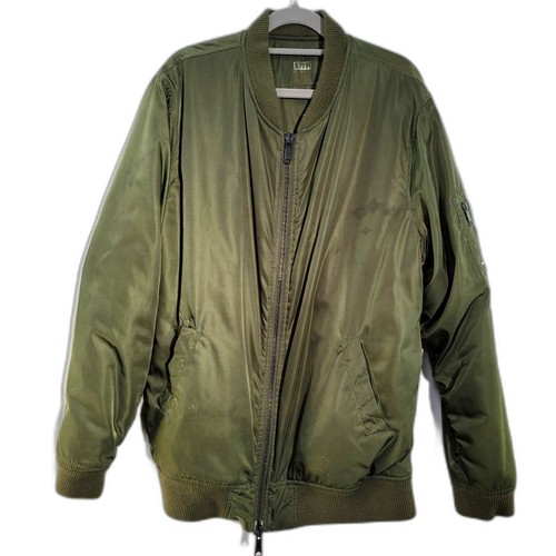KITH NYC Olive Green Satin Bomber Men's Jacket Ribbed Cuffs 2 Front Pockets XL - Picture 2 of 9