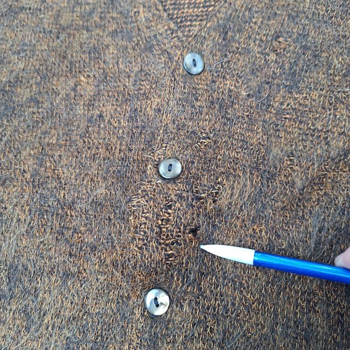 Vtg Mohair Orlon Acrylic Blend Mens Cardigan Sweater Brown - Large - Picture 12 of 17