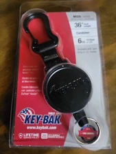 2 Key-Bak Self Retracting Key Ring Reel 36" Cord Holds 5 keys or 6 oz Tool
