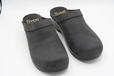 Sven Clogs 44 Black Casual Made In USA Sandals Comfort Women Leather Nubuck