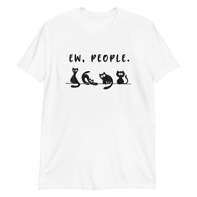  Black Cat Shirt Funny Womens Ew People Meowy Cat Lovers T-Shirt