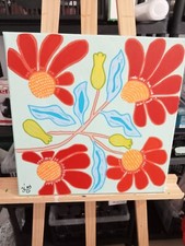 Tableau Peinture Acrylique sur toile Quatre Fleurs