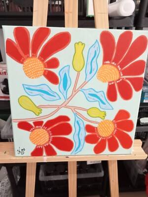 Gemälde Gemälde Acryl auf Leinwand Vier Blumen