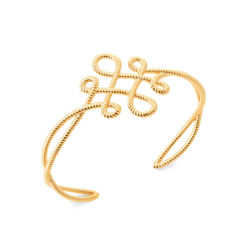 Bracelet jonc ouvert arabesques en or 750/000, une idée cadeau d'anniversaire raffinée pour femme