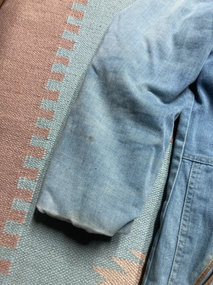 Vintage 60s 70s denim coat faux fur lined chore jacket soft comfy barn size 40 - Image 3 of 4