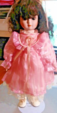 15" Porcelain Doll in Pink Lace Dress & Curly Blonde Hair MUSICAL "ADORABLE DT2
