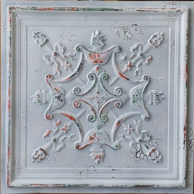 Drop Ceiling Tile Faux Tin Distressed Crack Decor Wall Panels Pl07