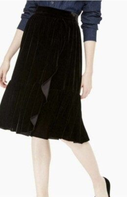 Women's Size Kate Spade Skirt The Rules Velvet Ruffles Midi