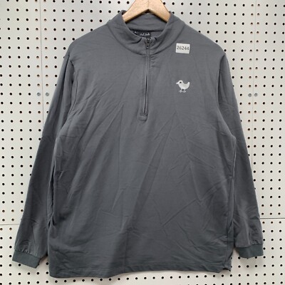 Bad Birdie 1/4 ZIp Golf Pullover Sweater Gray Mens Small Long Sleeve 