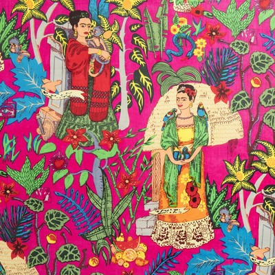 50 Yards Fabric Indian Pink Frida Hand Printed Cotton Fabric Sewing Fabrics