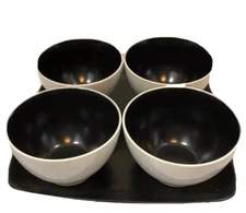Cuisinart Geo 4 Tid Bit Bowls & Tray Black White Chips Dips