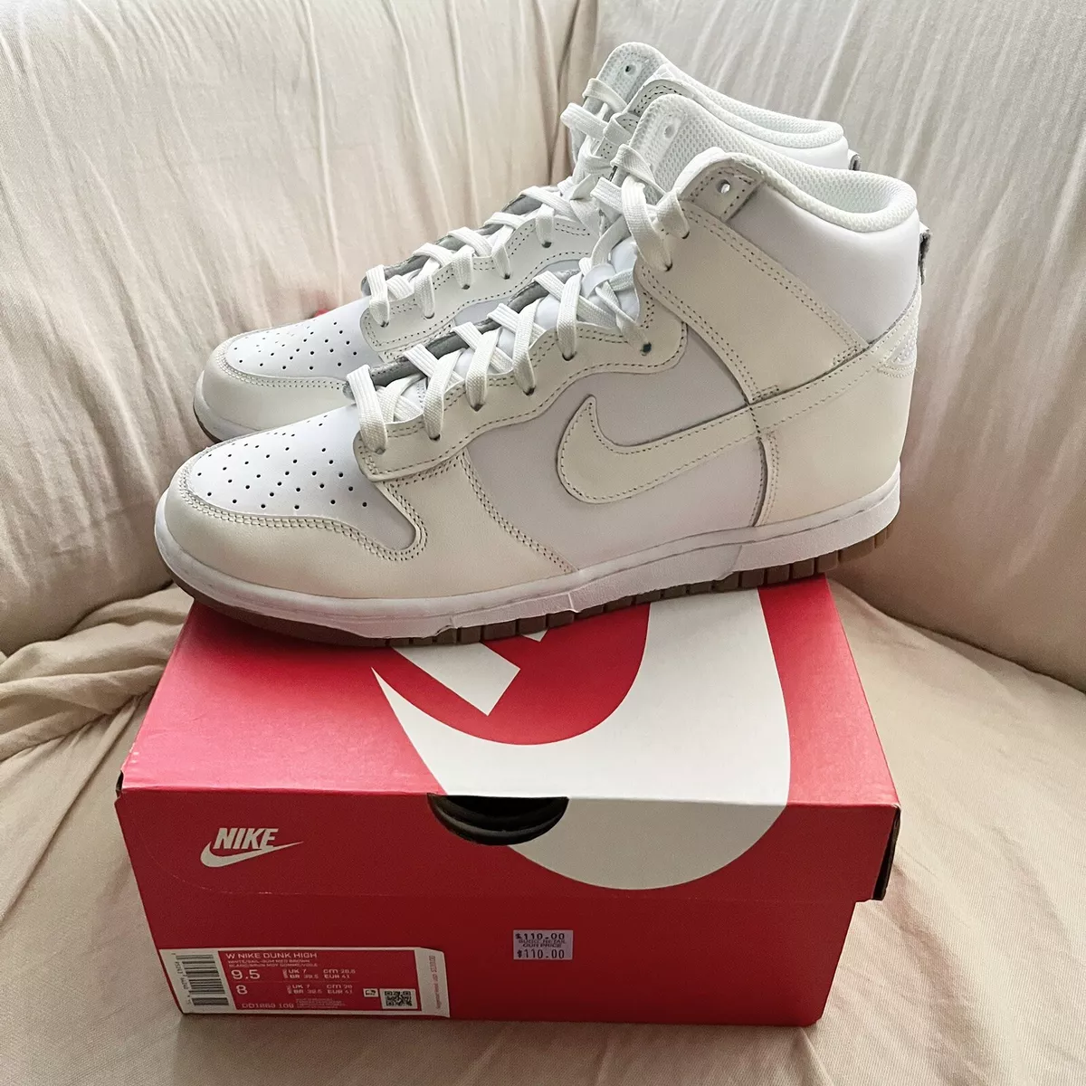 Nike Dunk High White Sail Gum - New Womens size 9.5 Mens 8 Ships ASAP