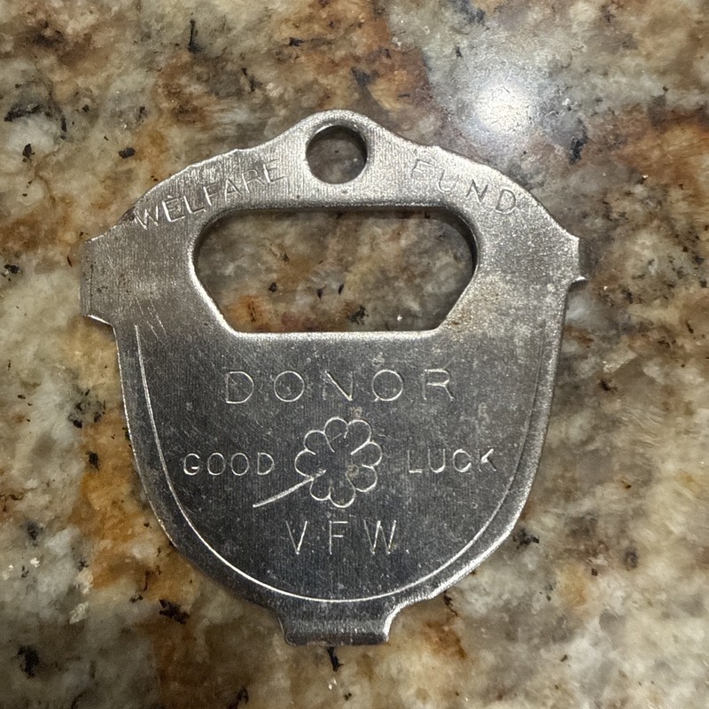 Vintage Good Luck Donor V.F.W Welfare Fund Pocket Screwdriver-Bottle Opener Tool