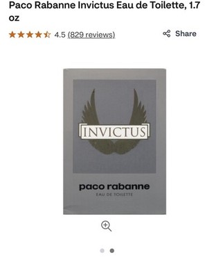 Paco Rabanne Invictus Eau de Toilette Spray 3.4 fl oz Regular Size