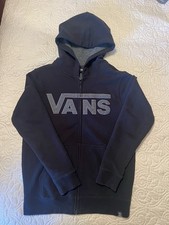 Vans Boys Black Full Zip Black Hoodie Size S Vans Logo Skate Wear Jumper