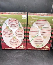 Lot Of 8 2 Box Vtg Glass Ball Christmas Ornaments By Krebs 4 Clear 4 Frosted