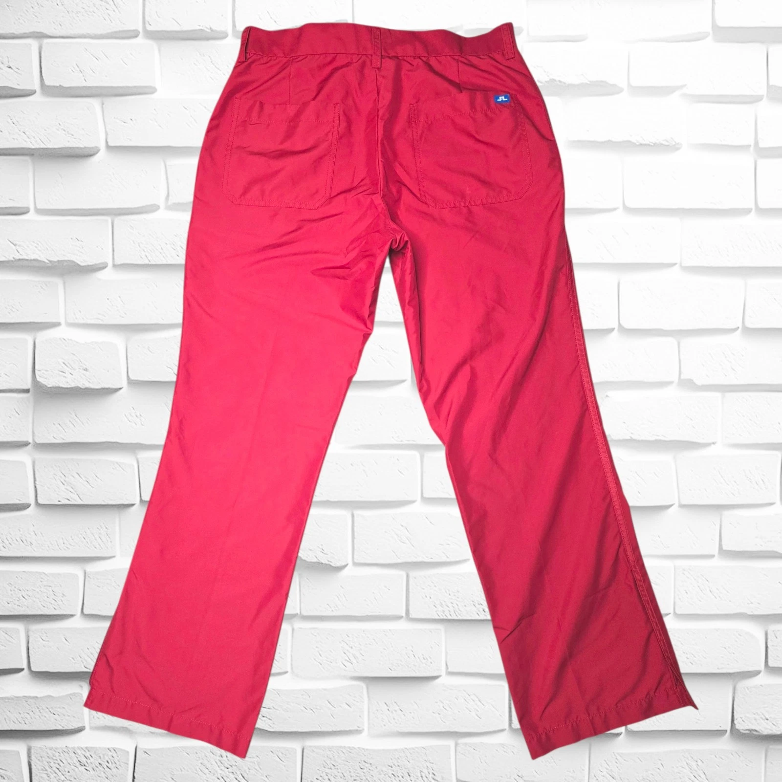 J.Lindeberg Micro Twill Zip Ankle Golf Rain Pants Regular Fit Mens 32x30 Red EUC