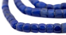 Faceted Russian Blue Beads 7-10mm - Long Strand Nigeria African Glass Large Hole