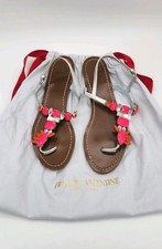 Frances Valentine Silver Pink Jeweled Metallic Sandals Size 7.5 With Dustbag