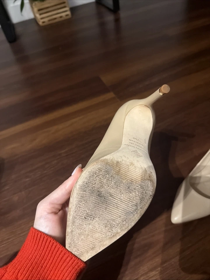 Zapatos de tacón alto Antonio Melani 7,5 cuero punta puntiaguda beige Foto 3 de 4