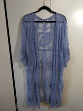 Womens Floral Lace Mesh Boho Cardigan Duster One Size Festival Resort Beachy