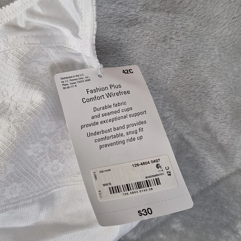 Sutiã feminino sem fio Underscore tamanho 42C branco novo com etiquetas suporte confortável sem forro 4804 - Imagem 4 de 4