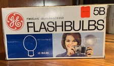 Vintage Box Of 12 GE Twelve Guaranteed Flashbulbs 5B Blue New Old Stock