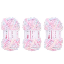3pcs Fur Yarn Soft Fluffy Chunky Yarn Fuzzy Yarn Colorful for Crocheting,50m