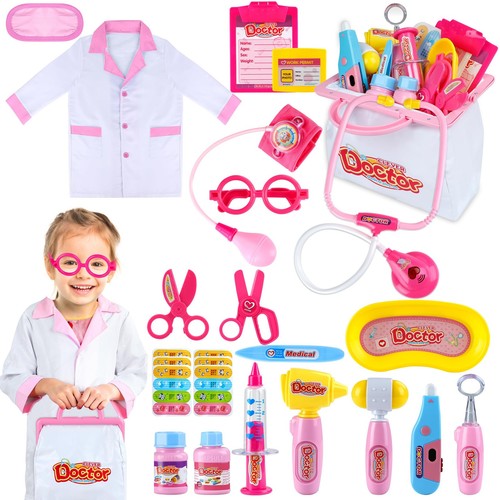 Pink Doctor Kit for Kids, 25 Pcs Doctor Kit for Toddlers, Kids Doctors Play S...
