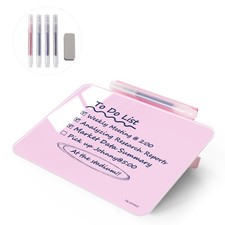 Small Glass Dry Erase Whiteboard 8x6 in Desktop Easel with Stand