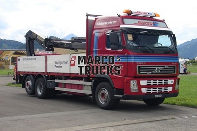 LKW Foto Volvo FH12 crane truck Schweiz rot Globetrotter SIDLER SIDLER TR #j5uu