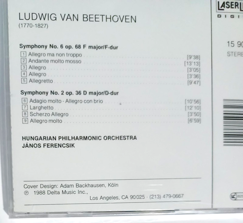 CD BEETHOVEN Symphonies Nos. 2 & 6 Laserlight NEW SEALED 1988 - Picture 6 of 10