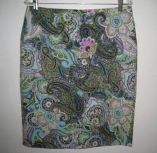 Talbots Paisley Floral Multicolor Pencil Skirt Size 8 Fully Lined Back Vent