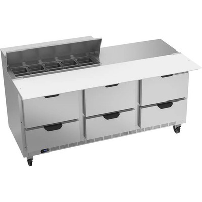 Beverage Air SPED72HC-10C-6 72'' 10 Pan Three Section Sandwich Salad Prep Table