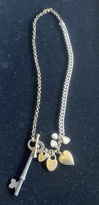 Fossil Skeleton Key Necklace Charm Locket Heart Crystals Toggle Close