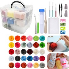 Wool Roving 30 Colors Set Needle Wool Felting Tools Kit for Beginners Supplies