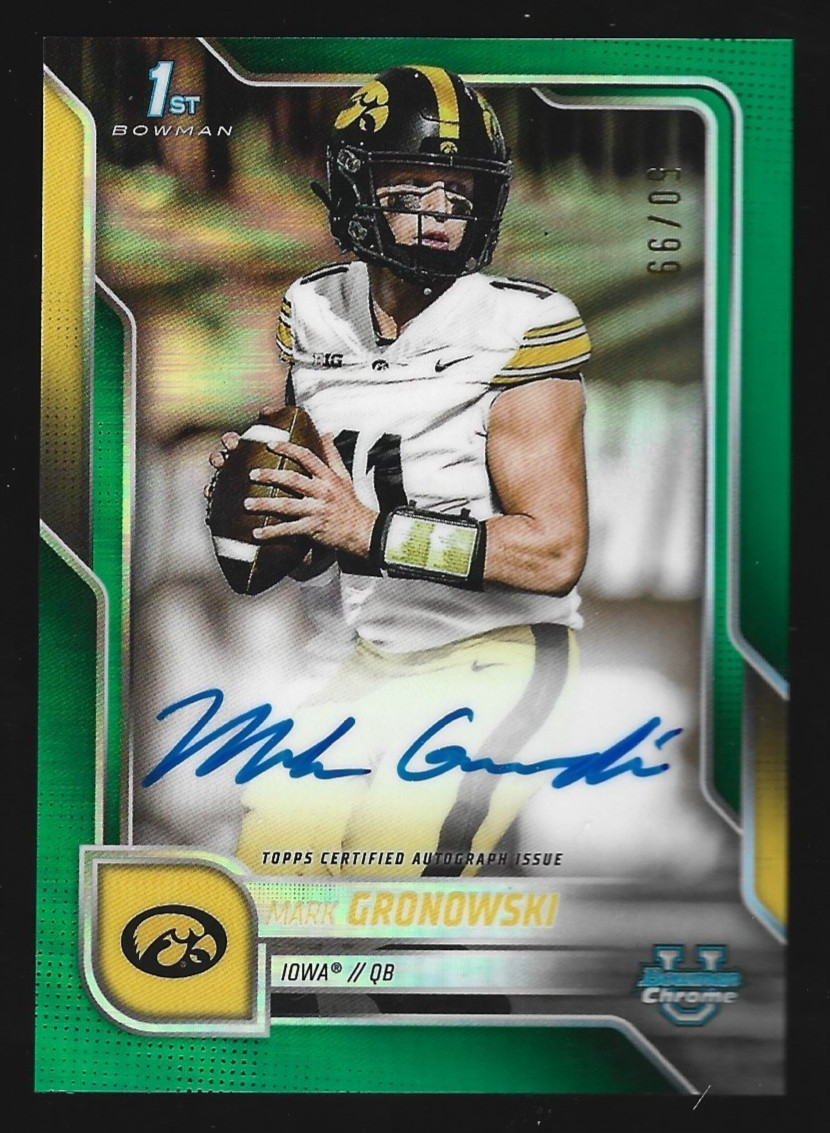 2025 Bowman University Chrome Mark Gronowski Green Auto 60/99 #BCA-MG