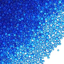 200g 1-3mm Glass Bubble Beads Iridescent No Hole Water Droplet Ball Blue