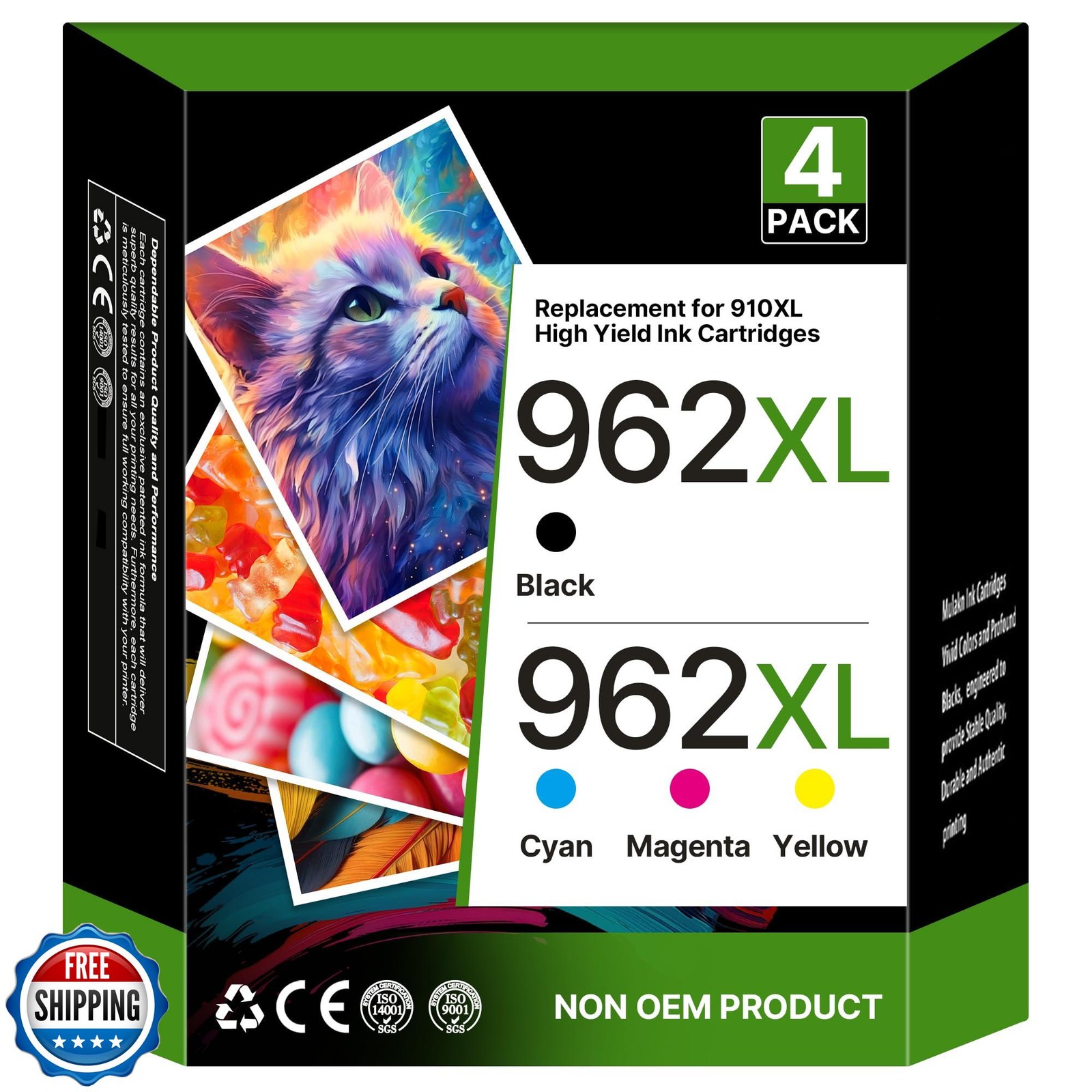 962XL Ink Cartridge Combo Pack Replacement for HP 962XL Black and 962 Color Ink-image