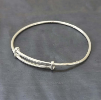 Sterling Silver Stackable Bangle Bracelet: Expandable Charm Cuff Bangles Si96