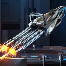 Gatling Electric Water Gun with Rotating Barrel Dual Output, Black 