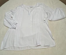 NWT Counterparts White Boho Ruffle Tunic w/ Side Slits L